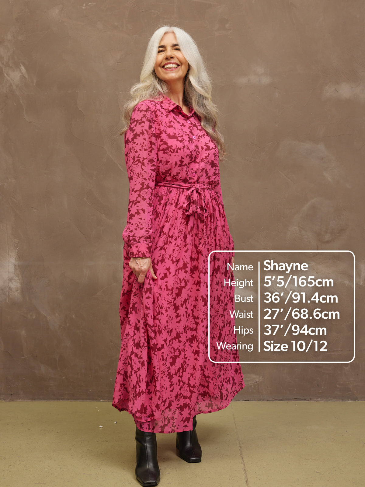 Julia - Printed Shirt Midi Dress - Pink Floral