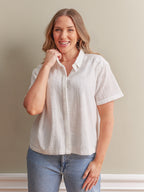 Kari Broderie Short Sleeve Shirt - White