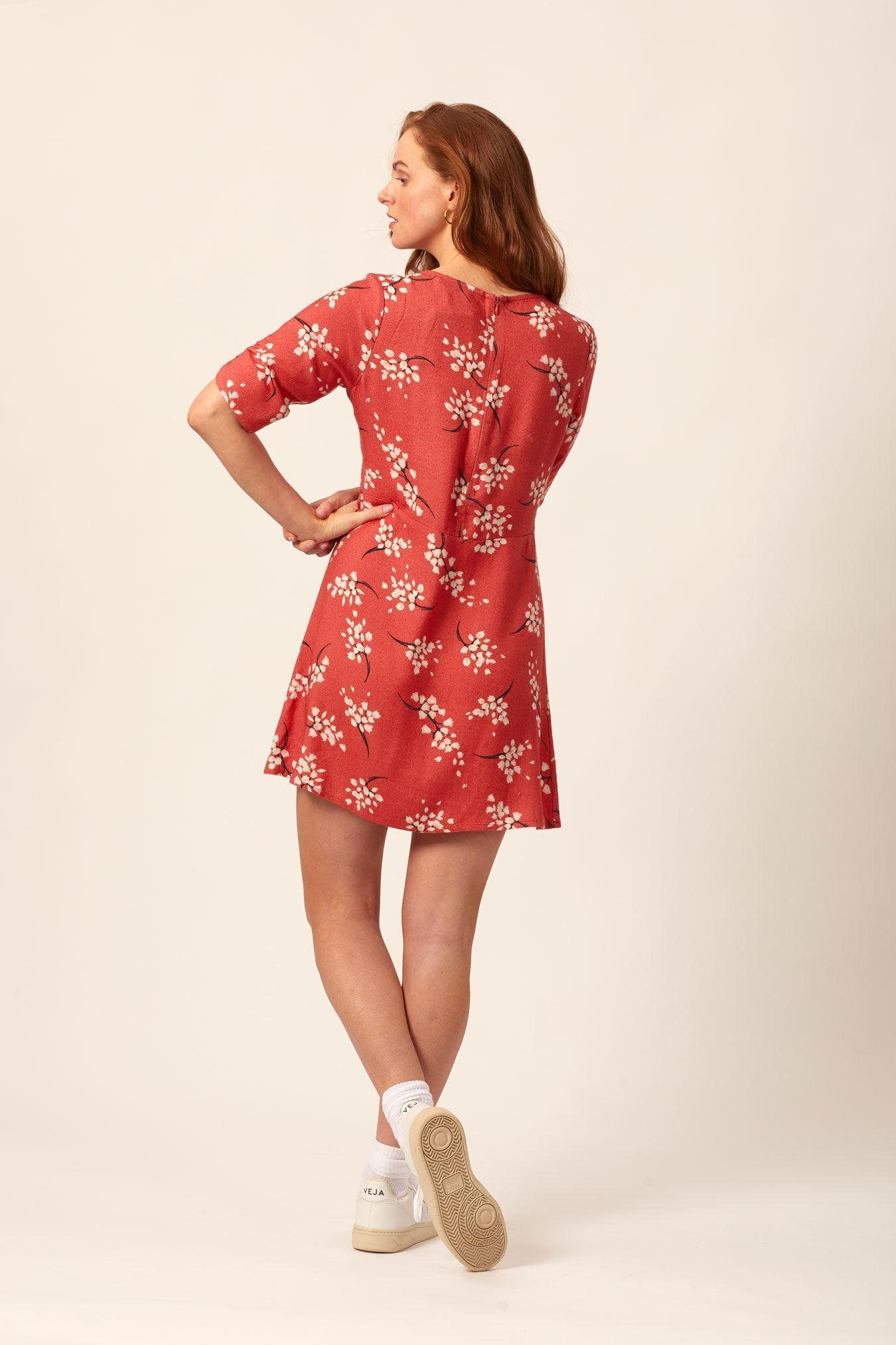 Katherine - High Neck Mini Dress - Red