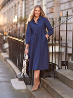 Katrina Cotton Shirt Dress - Navy