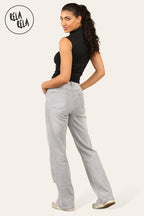 Viral Stretchy Straight Leg Jeans Soft Dad Fit in Light Grey
