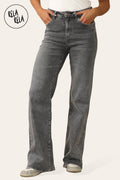 Viral Stretchy Straight Leg Jeans Soft Dad Fit in Dark Grey