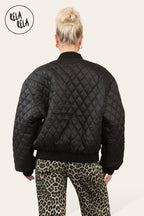 Cropped Quilted Oversize Bomber Jacket Winter Jacket in Black