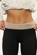 High Waisted Fleece Lined Thermal Leggings in Black