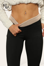 High Waisted Fleece Lined Thermal Leggings in Black