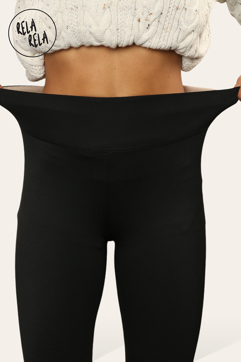 High Waisted Fleece Lined Thermal Leggings in Black
