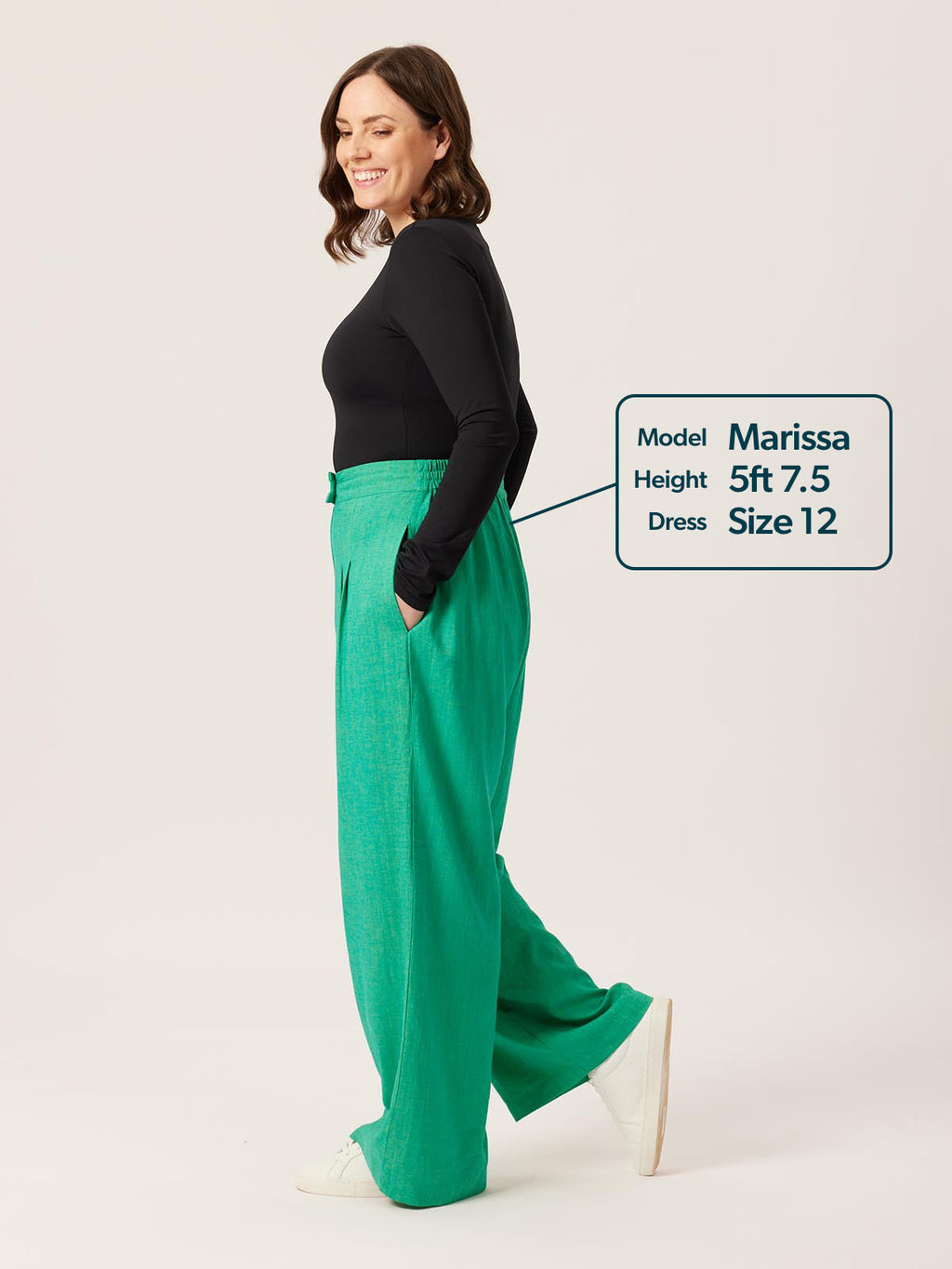 Lana - High Waisted Trousers - Green