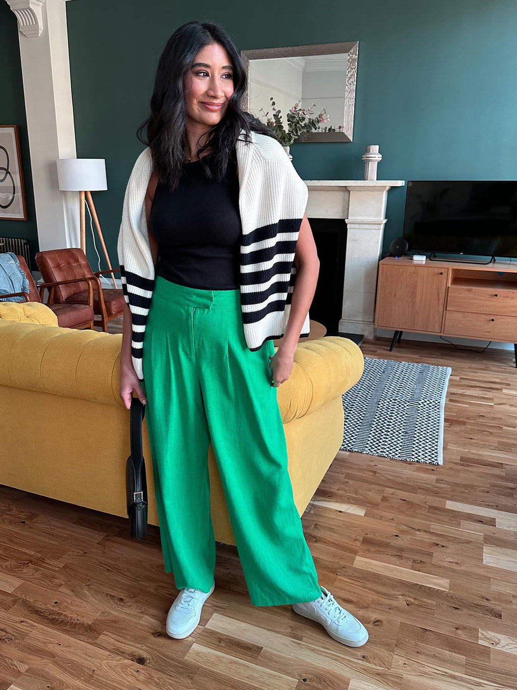 Lana - High Waisted Trousers - Green