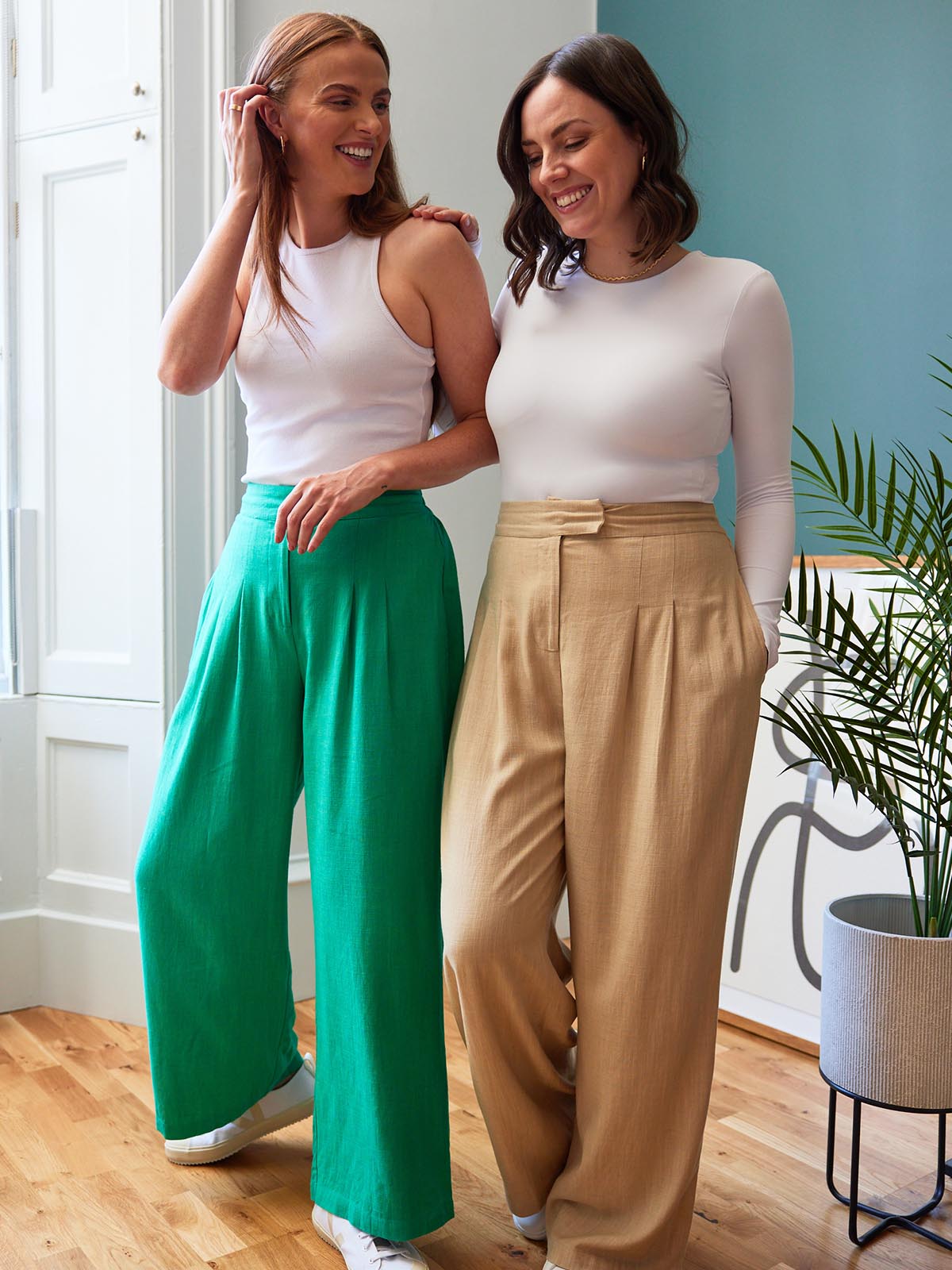 Lana - High Waisted Trousers - Green