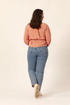 Laura - Long Sleeve Wrap Blouse - Coral