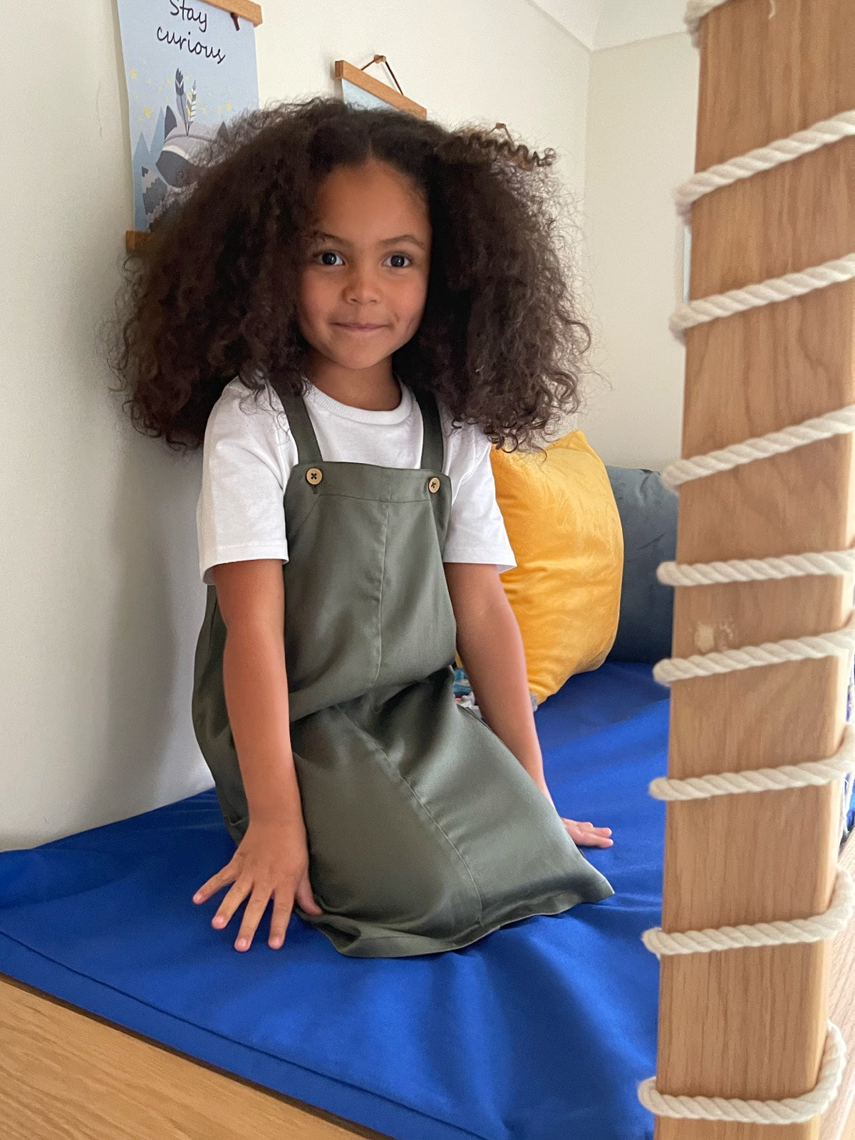 Lilah - Kids Pinafore Dress - Olive
