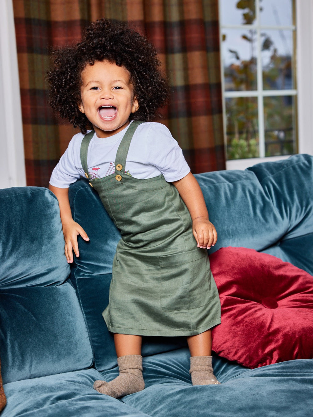 Lilah - Kids Pinafore Dress - Olive