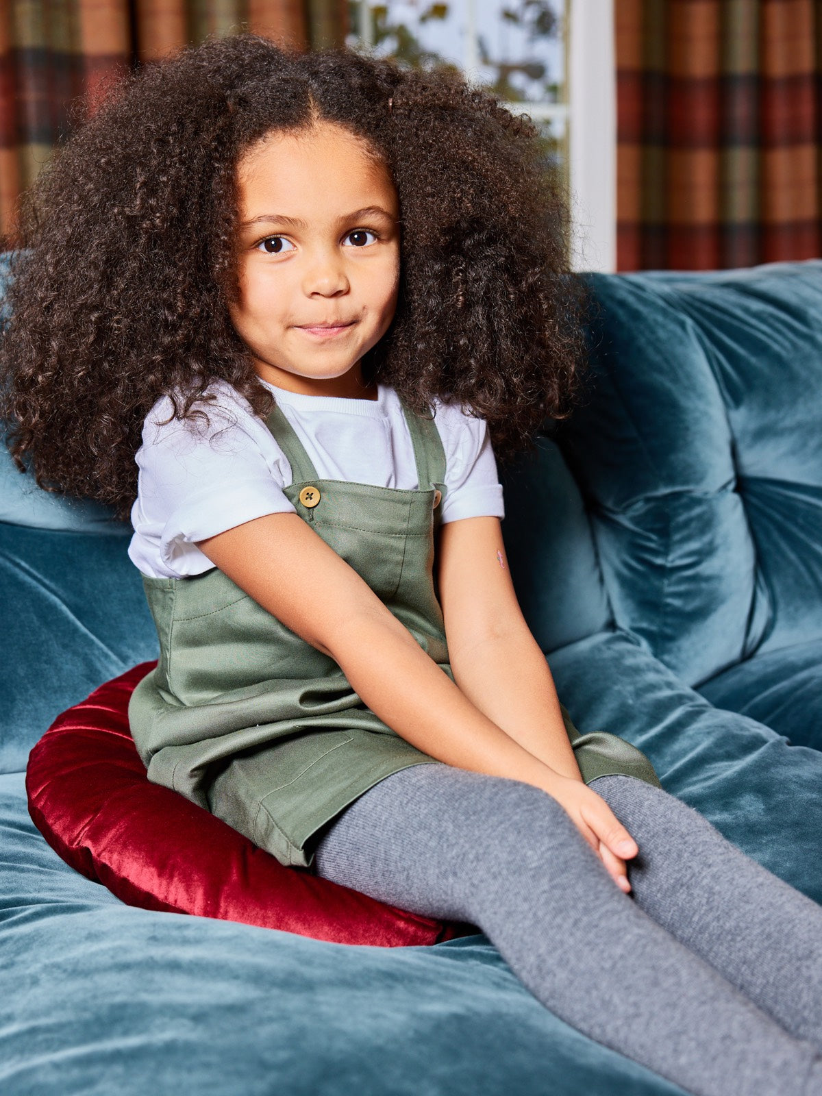 Lilah - Kids Pinafore Dress - Olive