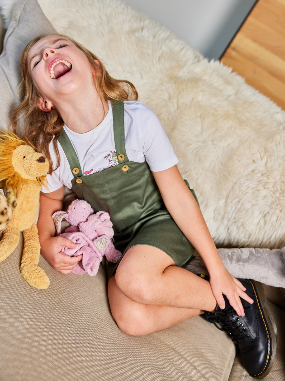 Lilah - Kids Pinafore Dress - Olive