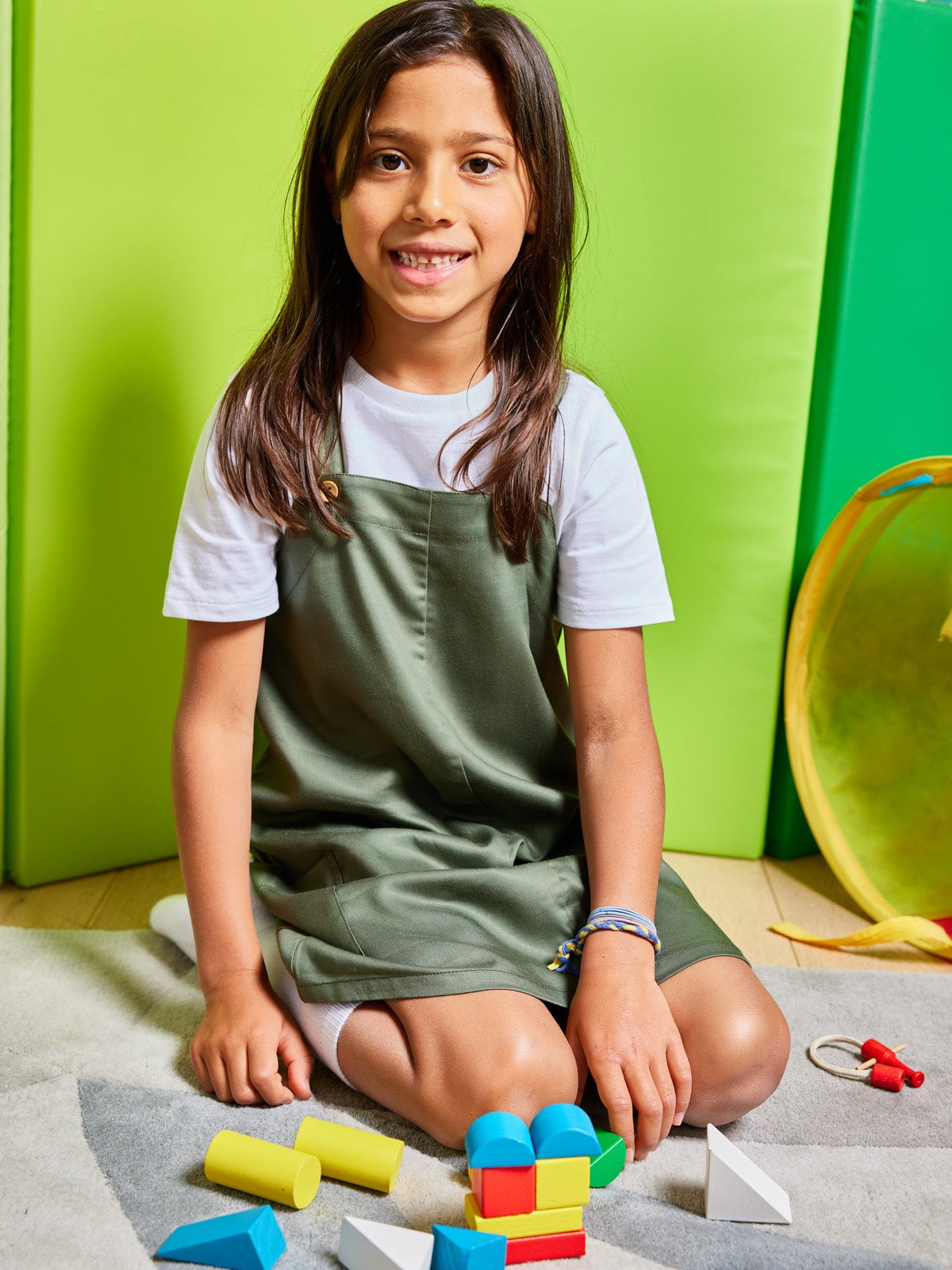 Lilah - Kids Pinafore Dress - Olive