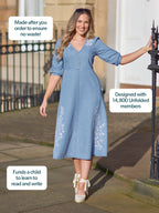 Lisa Embroidered Denim Dress - Light Wash Denim