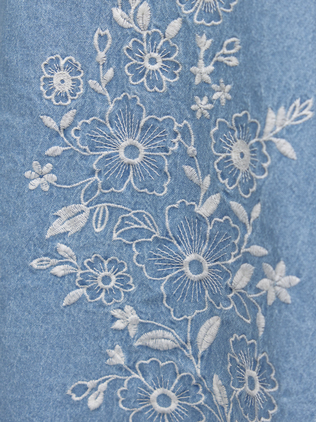 Lisa Embroidered Denim Dress - Light Wash Denim