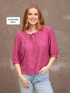 Lottie Top - Pink Abstract Dot Print