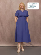 Lydia Bar Neckline Short Sleeve Dress - Blue