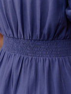 Lydia Bar Neckline Short Sleeve Dress - Blue