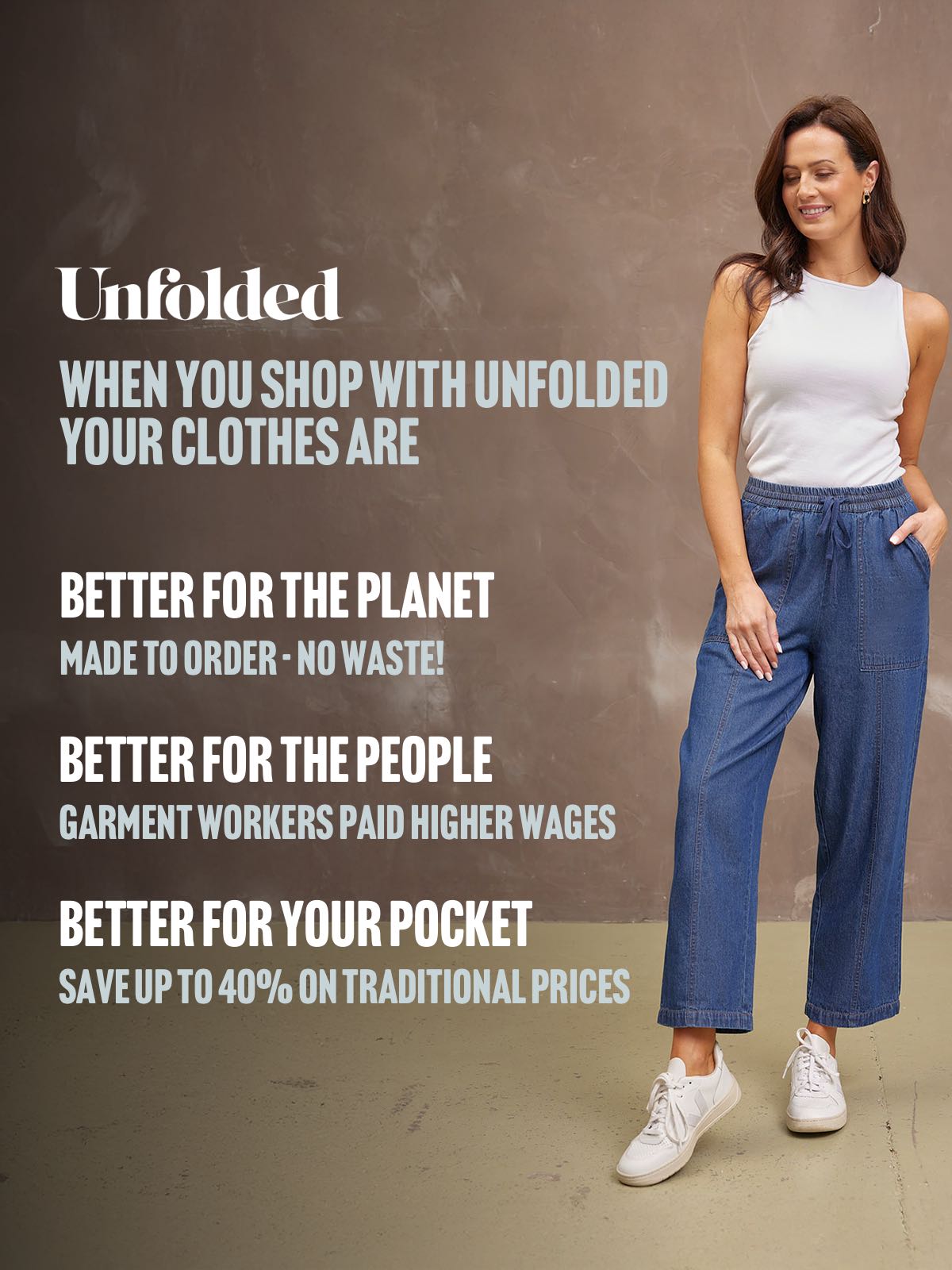 Lynn Drawcord Waist Trouser - Denim