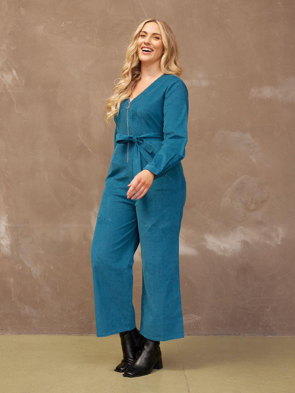 Maci - Cord Zip Jumpsuit - Teal