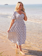 Maddie White Ditsy Print Midi Dress