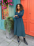 Maddie - V Neck Dress - Dark Teal