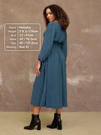 Maddie - V Neck Dress - Dark Teal
