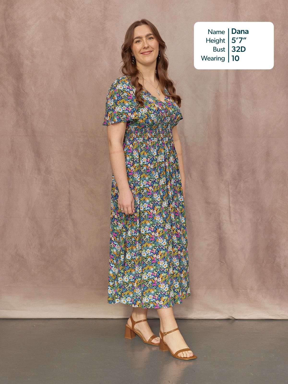 Maddie V-Neck Short Sleeve Dress - Multi-Coloured Floral Print