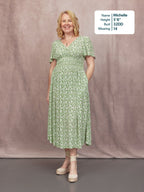 Maddie V-Neck Short Sleeve Dress - Olive Print