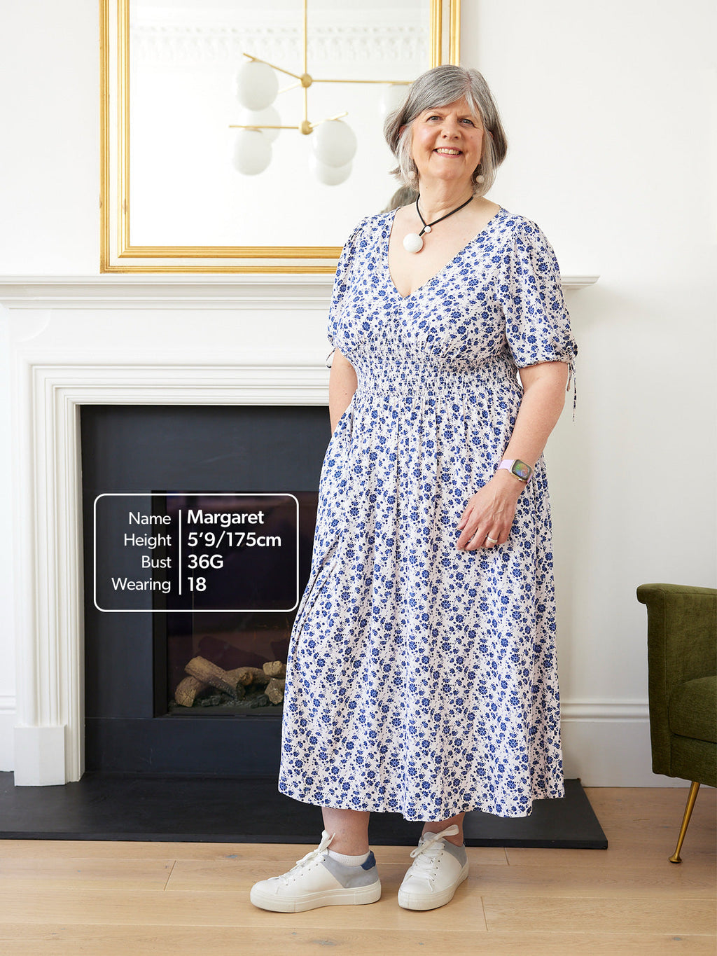 Maddie White Ditsy Print Midi Dress
