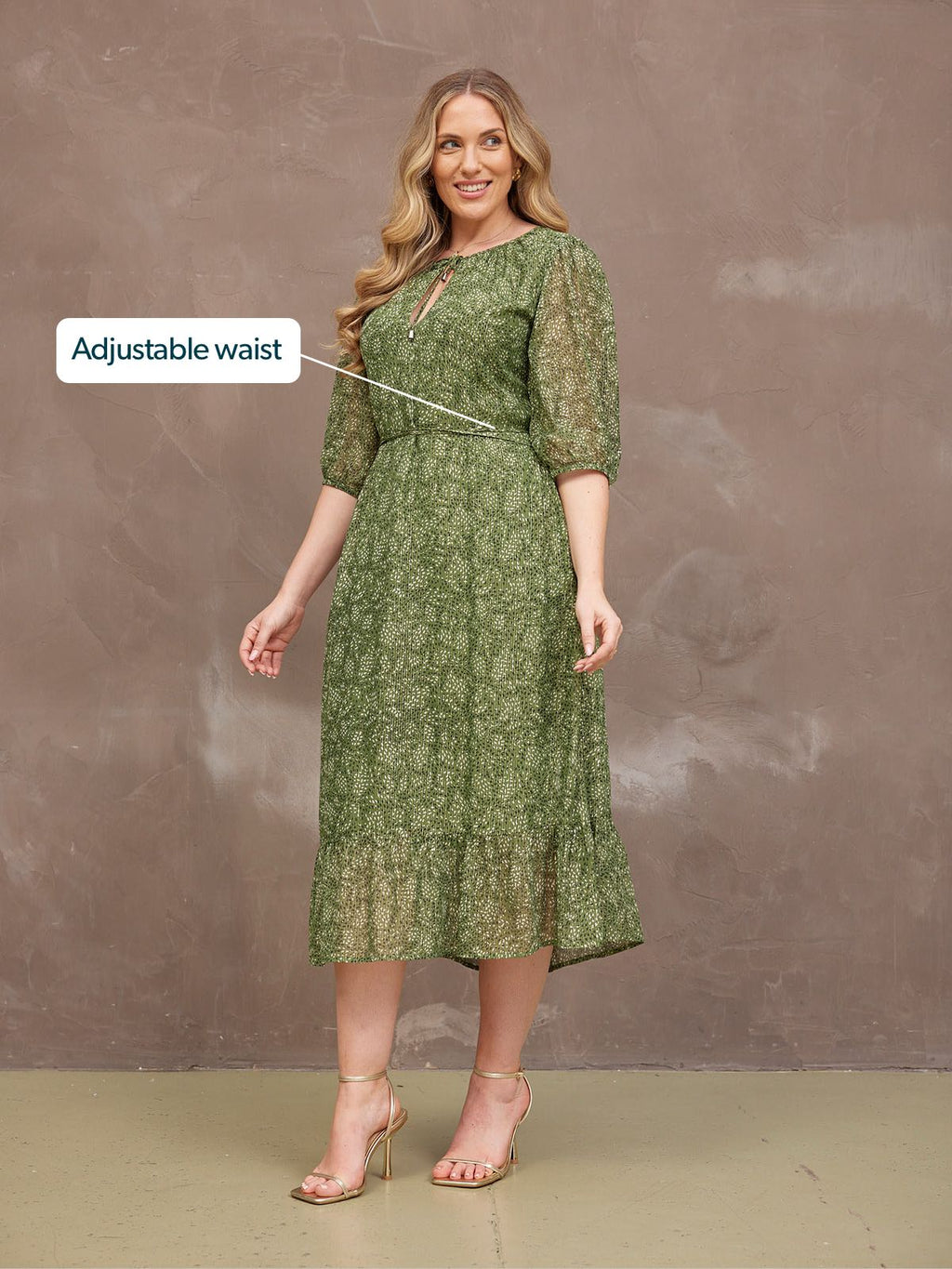 Maeve Dress - Gold Lurex & Green