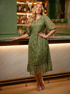 Maeve Dress - Gold Lurex & Green