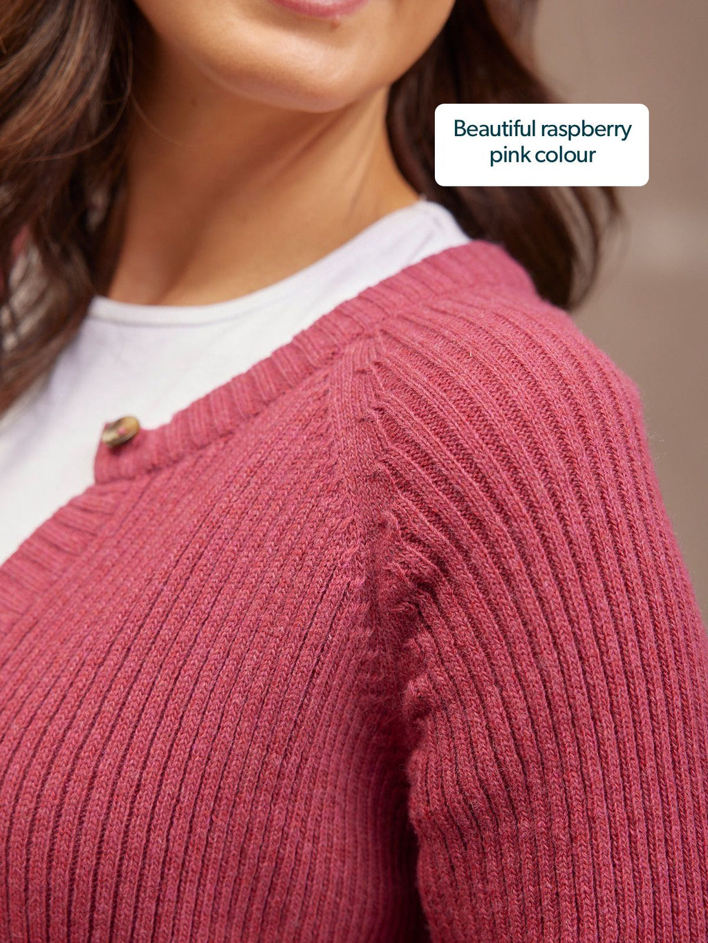 Margot Lambswool Rib Cardigan - Raspberry Pink