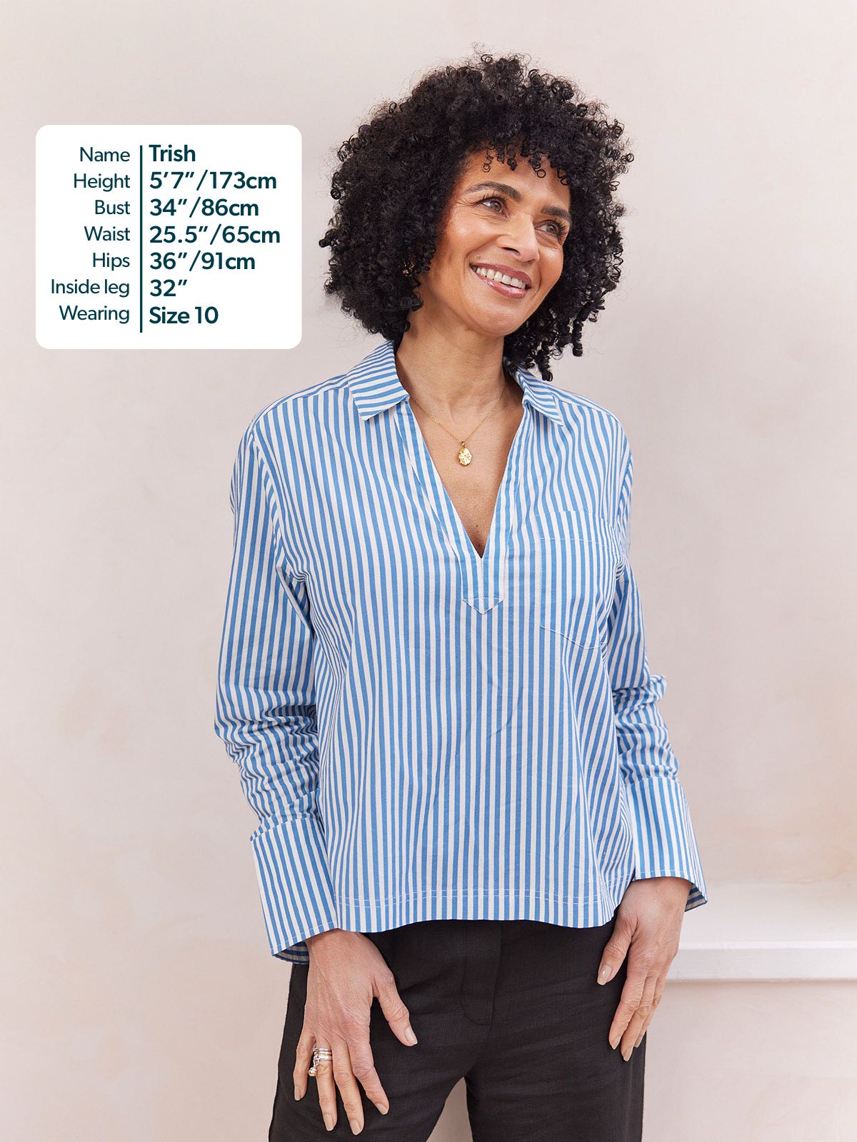 Maria Stripe Shirt - Blue and White