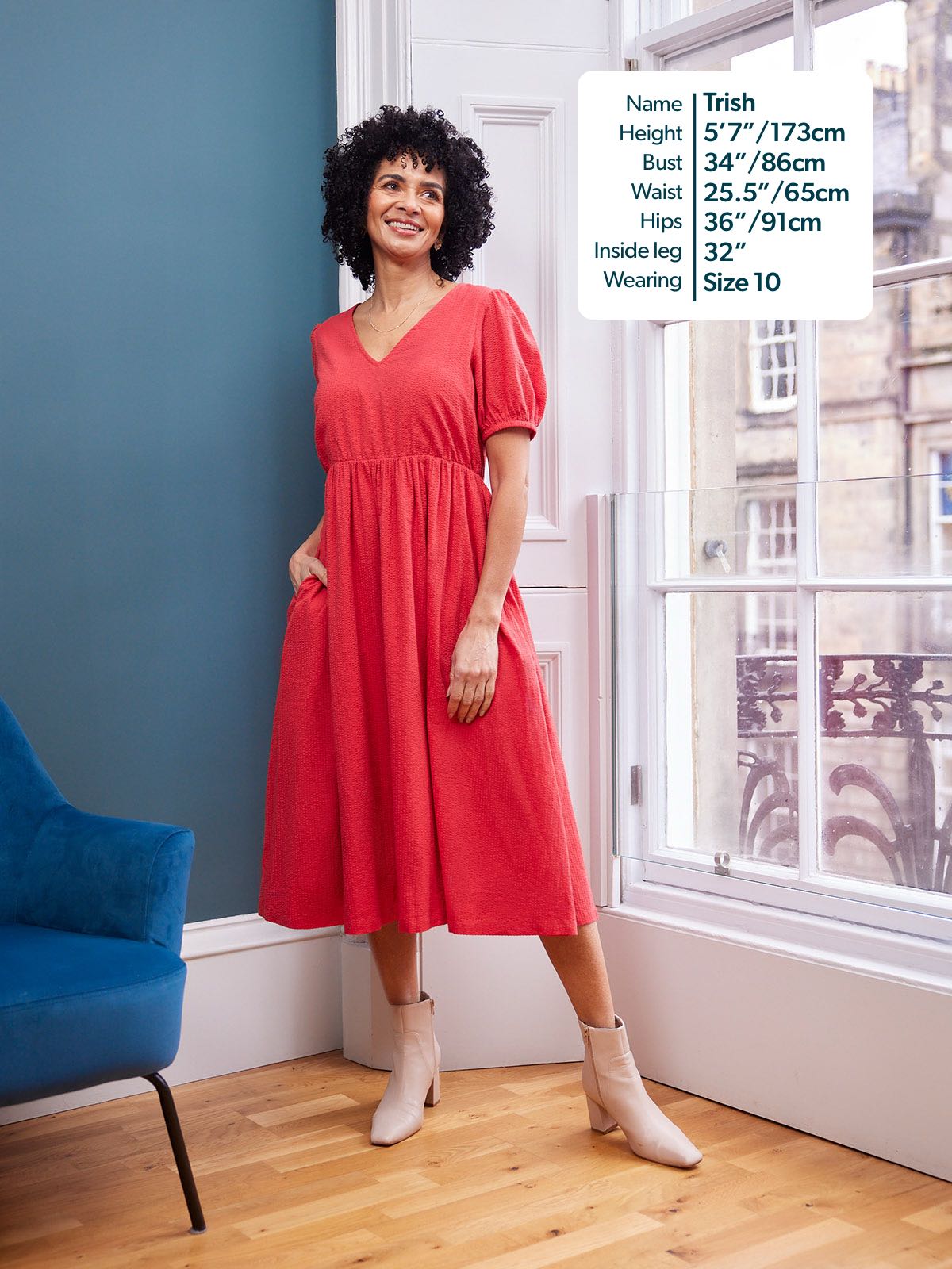 Marilyn Seersucker Dress - Red