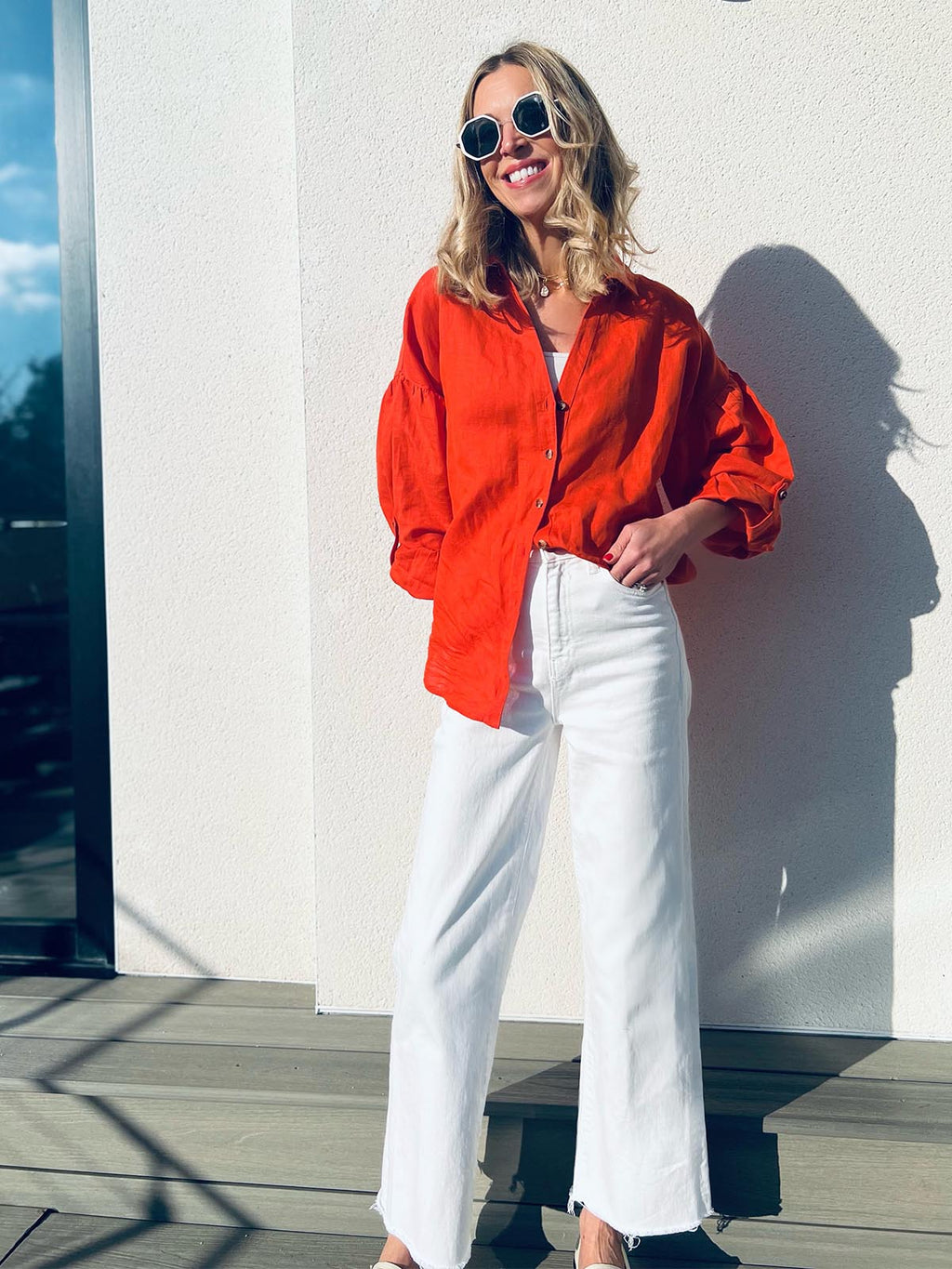 Martha Oversized Shirt - Red