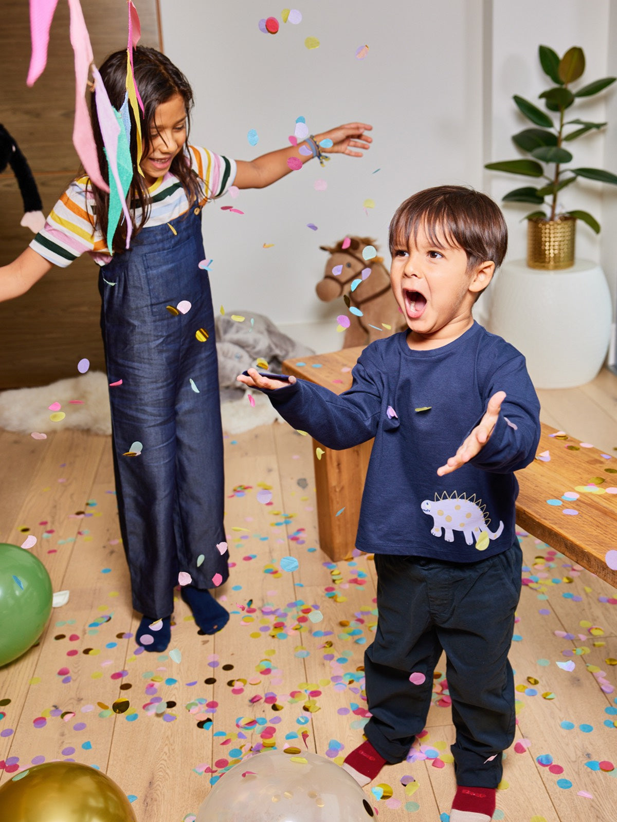Melodi - Kids Long Sleeve T-Shirt - Navy Dinosaur Print