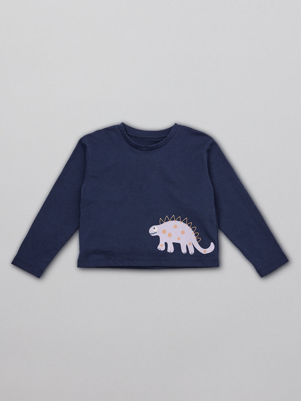 Melodi - Kids Long Sleeve T-Shirt - Navy Dinosaur Print