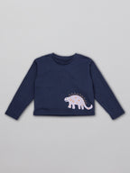 Melodi - Kids Long Sleeve T-Shirt - Navy Dinosaur Print