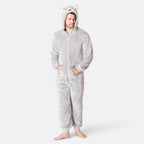 Men's Grey Teddy Bear Onesie