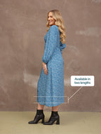 Millie Button Front Dress - Blue Star Print