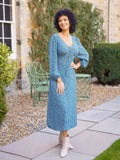 Millie Button Front Dress - Blue Star Print