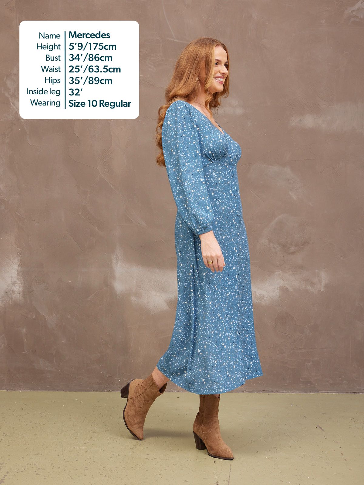 Millie Button Front Dress - Blue Star Print