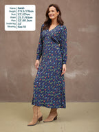 Monica V-Neck Tea Dress - Navy Floral