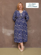 Naaila Paisley Dress - Navy