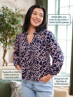 Laila Top - Navy Linear Floral
