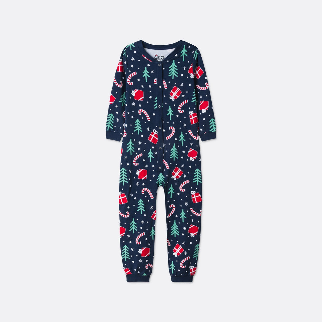 Kids' Blue Christmas Pattern Overall Christmas Pyjamas