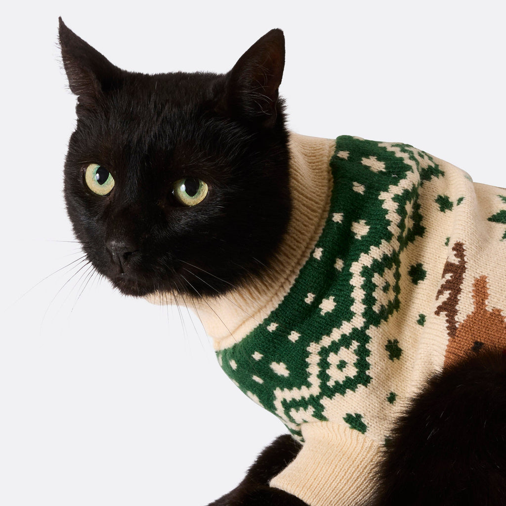 Cats' Green Retro Reindeer Christmas Jumper